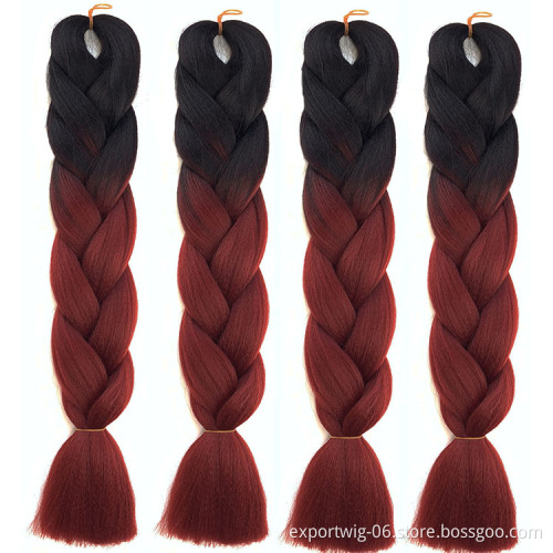 Jumbo Braiding Hair Extensions 24inch 100g Yaki Perm Synthetic Fiber Wholesale African Ombre Braids Box Braiding Hair Attachment